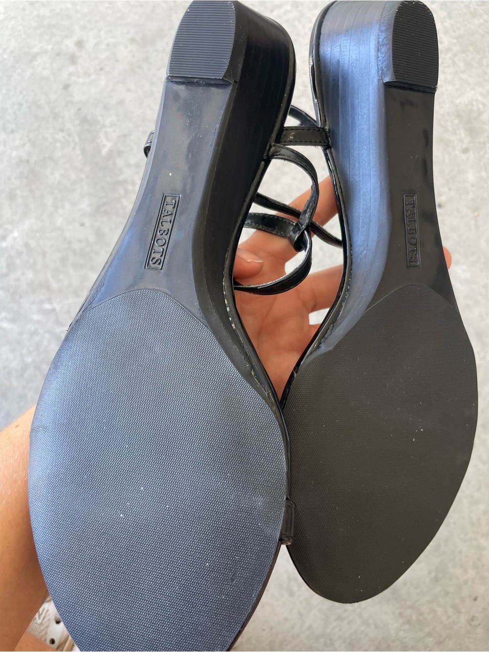 Talbots Black Leather T-Strap Sandals - Picture 2 of 3